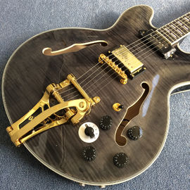 Hollow body jazz electric guitar,Guitar Quilted Maple Trans-gray burst color,Ebony Fingerboard supplier