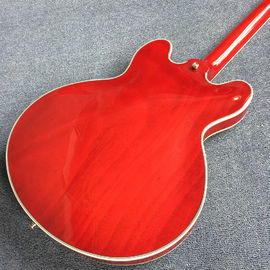 Double F holes jazz electric guitar,Rosewood Fingerboard,burst color Quilte Maple with Red back supplier