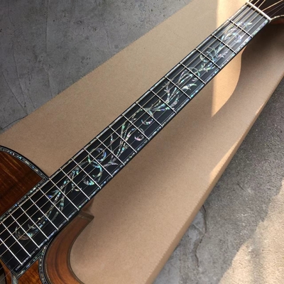 Custom All KOA Wood 40 Inch PS14 Type Cutaway Acoustic Guitar Abalone Tree of Life Ebony with Customized Logo on Headsto supplier