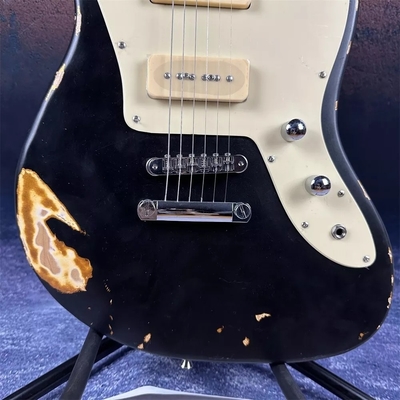 2024 Deluxe Handed Fano Style Relic Electric Guitar Custom Guitar Factory Aged Black Guitar P90 Pickups supplier
