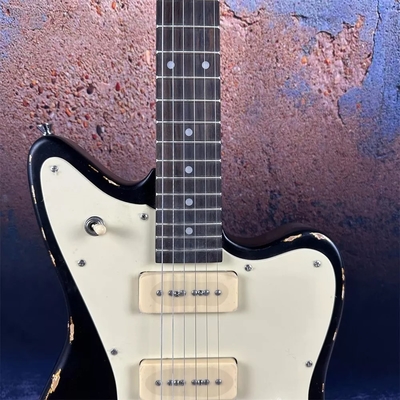 2024 Deluxe Handed Fano Style Relic Electric Guitar Custom Guitar Factory Aged Black Guitar P90 Pickups supplier