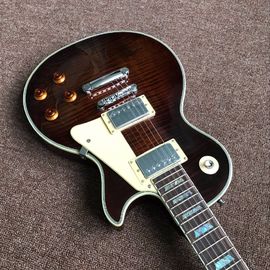 Custom Sale LP electric Guitar Tiger striped maple cover Mahogany body classic 60 black musical instruments supplier