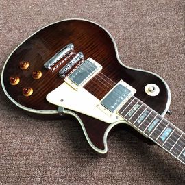 Custom Sale LP electric Guitar Tiger striped maple cover Mahogany body classic 60 black musical instruments supplier
