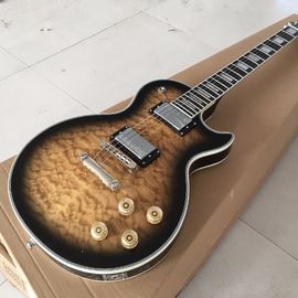 NEW Arrival Custom Electric Guitar with TonePros, Ebony fretboard-fret nib binding, Quilted Maple Top & Back, in Brown supplier