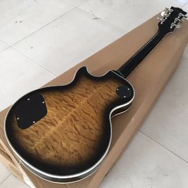 NEW Arrival Custom Electric Guitar with TonePros, Ebony fretboard-fret nib binding, Quilted Maple Top & Back, in Brown supplier
