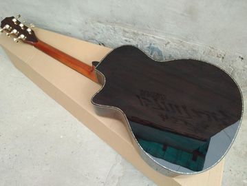 2018 New body cut Chaylor acoustic guitar Real abalone solid top electric acoustic guitar supplier