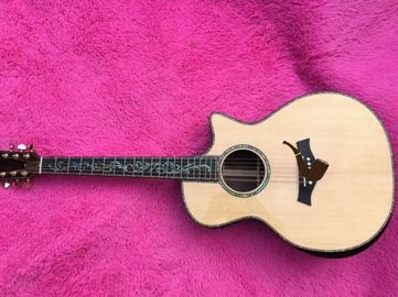 2018 New body cut Chaylor acoustic guitar Real abalone solid top electric acoustic guitar supplier