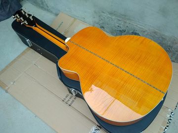 Top quality Yellow 43 inch Cutaway G200 classical Acoustic Guitar,Factory Tiger Flame maple G200vs guitar Acoustic supplier