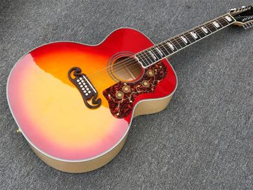 Tiger Flame Maple Factory Custom 12 strings Red and Yellow G200 classic Acoustic Guitar supplier