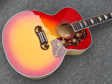 Tiger Flame Maple Factory Custom 12 strings Red and Yellow G200 classic Acoustic Guitar supplier