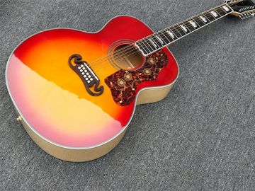 Tiger Flame Maple Factory Custom 12 strings Red and Yellow G200 classic Acoustic Guitar supplier