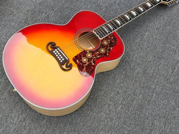 Tiger Flame Maple Factory Custom 12 strings Red and Yellow G200 classic Acoustic Guitar supplier