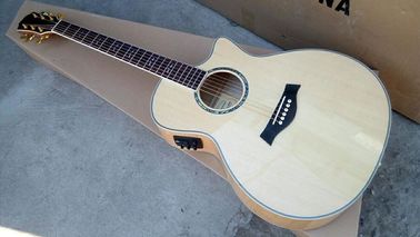 Cutaway 614 acoustic guitar,Solid spruce top,Handmade Maple back and sides Guitar supplier