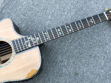 Left handed Cutaway 916 Acoustic guitar,Solid spruce top,Factory Ebony Fretboard Guitar,Abalone inlays OEM Guitar supplier