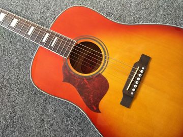 Left hand Acoustic guitar Cherry Sunburst hummingbird Acoustic Guitar+Factory customization supplier