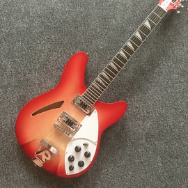 Cherry red 24 frets and12 strings Rickenback 360 electric jazz guitar semi hollow Ricken 330 jazz guitar supplier