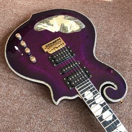 New Design CUSTOM purple electric guitar , with shell beautiful woman on body , 6 strings guitars , high quality guitar supplier