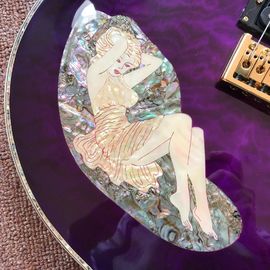 New Design CUSTOM purple electric guitar , with shell beautiful woman on body , 6 strings guitars , high quality guitar supplier