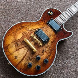 New custom Electric guitar Hot Selling Map transparent brown Custom Electric Guitar 6 Strings Guitars supplier