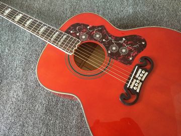 customization G200 Acoustic Guitar Flame red Top Solid spruce maple Tiger stripes Body Guitar supplier