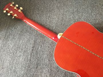 customization G200 Acoustic Guitar Flame red Top Solid spruce maple Tiger stripes Body Guitar supplier