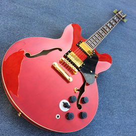 High-quality hollow body jazz electric guitar, Double F holes Red body and back electric guitar supplier