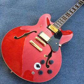 High-quality hollow body jazz electric guitar, Double F holes Red body and back electric guitar supplier