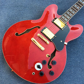 High-quality hollow body jazz electric guitar, Double F holes Red body and back electric guitar supplier