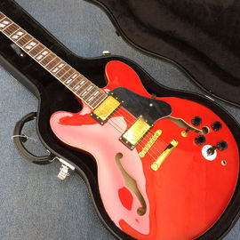 High-quality hollow body jazz electric guitar, Double F holes Red body and back electric guitar supplier