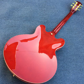 High-quality hollow body jazz electric guitar, Double F holes Red body and back electric guitar supplier