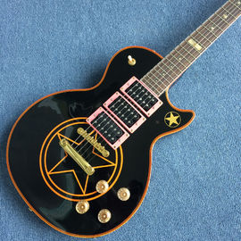 Chibson LP custom electric guitar with Black body with five pointed stars supplier