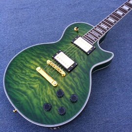 Chibson custom LP electric guitar, Green Flame Maple Top electric guitar with Gold hardware supplier