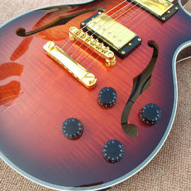 High quality custom LP Semi Hollow body Electric Guitar with F holes, Flame Maple Top &amp; Back LP Electric guitar supplier