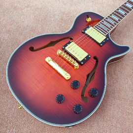 High quality custom LP Semi Hollow body Electric Guitar with F holes, Flame Maple Top &amp; Back LP Electric guitar supplier