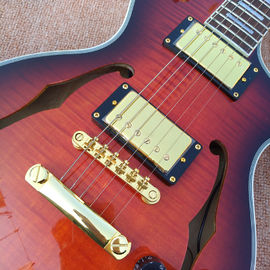 High quality custom LP Semi Hollow body Electric Guitar with F holes, Flame Maple Top &amp; Back LP Electric guitar supplier