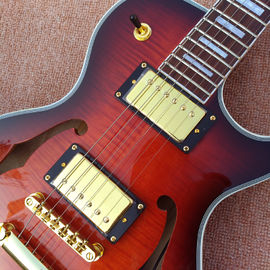 High quality custom LP Semi Hollow body Electric Guitar with F holes, Flame Maple Top &amp; Back LP Electric guitar supplier