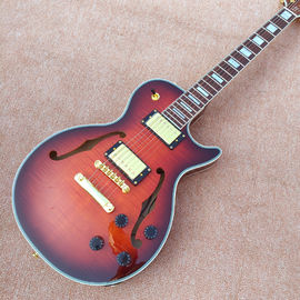 High quality custom LP Semi Hollow body Electric Guitar with F holes, Flame Maple Top &amp; Back LP Electric guitar supplier