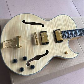 LP les Tiger Flame paul F hollow body jazz electric guitar in natural color supplier