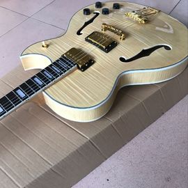 LP les Tiger Flame paul F hollow body jazz electric guitar in natural color supplier