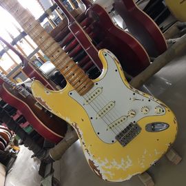 Maple scalloped fingerboard relic classical st electric guitar,handmade aged st guitar supplier