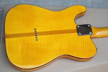 Custom Wholesale Yellow Body Electric Guitar with Red Tortoise Pickguard,Yellow Maple Fretrboard supplier