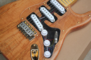 Custom Natural Wood Color Electric Guitar with SSS Pickups,Acrylic Pickguard,Scalloped Neck supplier