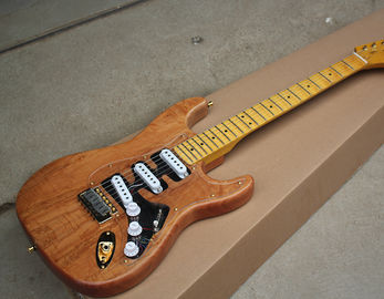 Custom Natural Wood Color Electric Guitar with SSS Pickups,Acrylic Pickguard,Scalloped Neck supplier