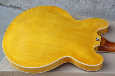 Custom Yellow Semi-hollow Body Electric Guitar with Flame Maple Veneer,Rosewood Fretboard supplier