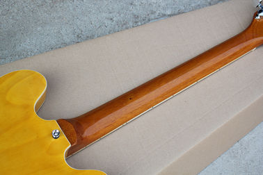 Custom Yellow Semi-hollow Body Electric Guitar with Flame Maple Veneer,Rosewood Fretboard supplier