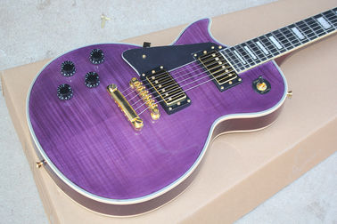 Custom Purple Electric Guitar with Left Handed,Flame Maple Veneer,Gold Hardware,22 Frets,White Binding supplier