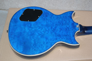 Custom Blue Body Electric Guitar with Flame Maple Veneer,Chrome Hardwares,White Binding body and neck supplier
