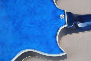 Custom Blue Body Electric Guitar with Flame Maple Veneer,Chrome Hardwares,White Binding body and neck supplier