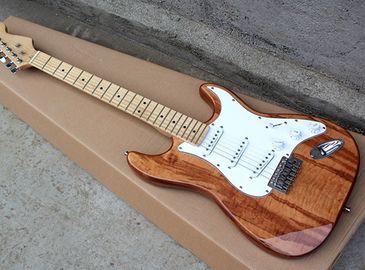 Natural Wood Mahagany Body Electric Guitar with SSS Pickup,White Pickguard,Maple Fingerboard supplier
