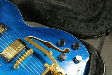 High Quality blue quilted maple top fretboard binding 6string hollow body 335 345 325 hollow guitar Guitar supplier